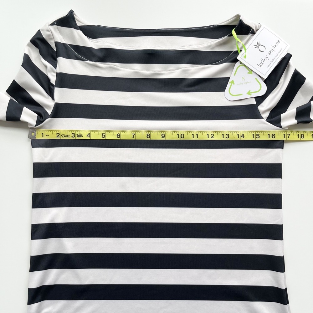 NWT Dudley Stephens Bar Harbor Boatneck Top Black Cream Cabana‎ Stripe Womens XS - Picture 8 of 9